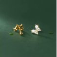 thumbnail image 5 of K-KED 925 Sterling Solid Silver Crystal Zircon Butterfly Plain Stud Earrings / Studs-Silver, 5 of 6