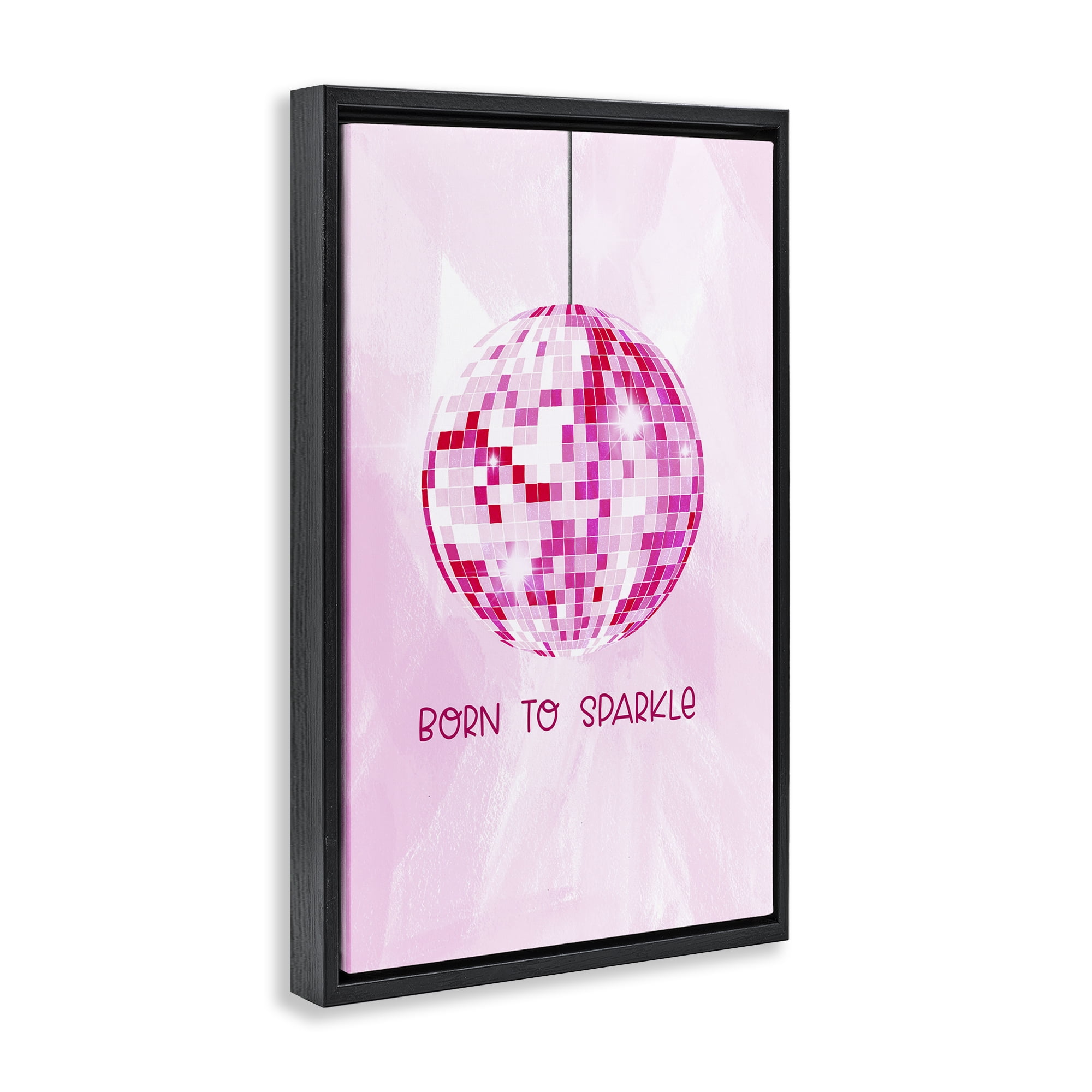 Stupell Industries Born To Sparkle Disco Typography Painting Black Floater Framed Art Print Wall Art, 17 x 25