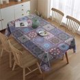 thumbnail image 2 of Purple Ethnic Geometric Patchwork Pattern Rectangle Tablecloth 60"x84",Waterproof Polyester Rectangle Table Cloth, Wipeable Spillproof Polyester Tablecloth for Dining, Camping, Indoor and Outdoor, 2 of 5