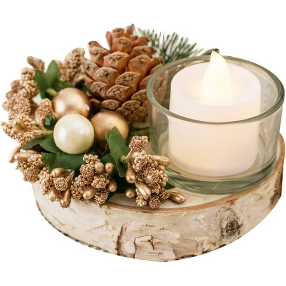 Christmas Candle Holder,Christmas Table Centrepiece, Christmas Pine Cone Candlestick Ornament,Gift for Advent and Christmas Party