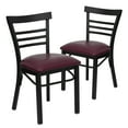 thumbnail image 2 of BizChair 2 Pk. Black Three-Slat Ladder Back Metal Restaurant Chair - Burgundy Vinyl Seat, 2 of 8