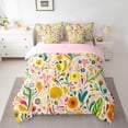 thumbnail image 2 of Feelyou Cartoon Flower Bedding Comforter Set 7pcs, Kawaii Plant Leaves Full Bedding Set, 2 of 8