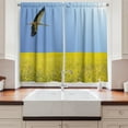 thumbnail image 2 of Ambesonne Yellow and Blue Kitchen Curtains, Stork Flying, 55"x39", Multicolor, 2 of 3