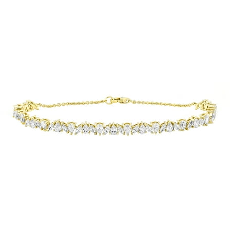 Brilliance Fine Jewelry Women’s 14K Gold Plated .925 Sterling Silver Simulated Marquise and Pear White Diamond Bracelet, 7.25"