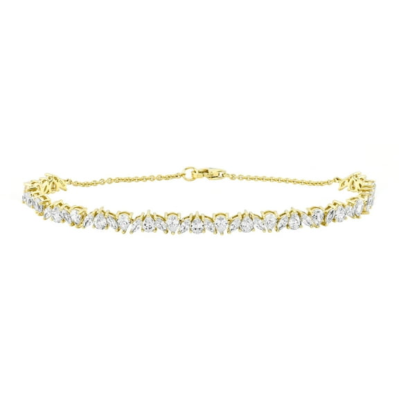 Brilliance Fine Jewelry Women’s 14K Gold Plated .925 Sterling Silver Simulated Marquise and Pear White Diamond Bracelet, 7.25"