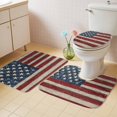 thumbnail image 4 of Retro American Bathroom Rugs Set Flag Red Blue Stripe Star Wood Grain Non Slip Absorbent Soft Bath Mats 3 Piece Set with Bathroom Rug, U-Shaped Floor Mat, Toilet Seat Cover Small Size, 4 of 9