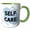 Green/White, variant on 3drose, Wellness Reminder for Self Care Month, 11oz Two-tone Yellow Mug