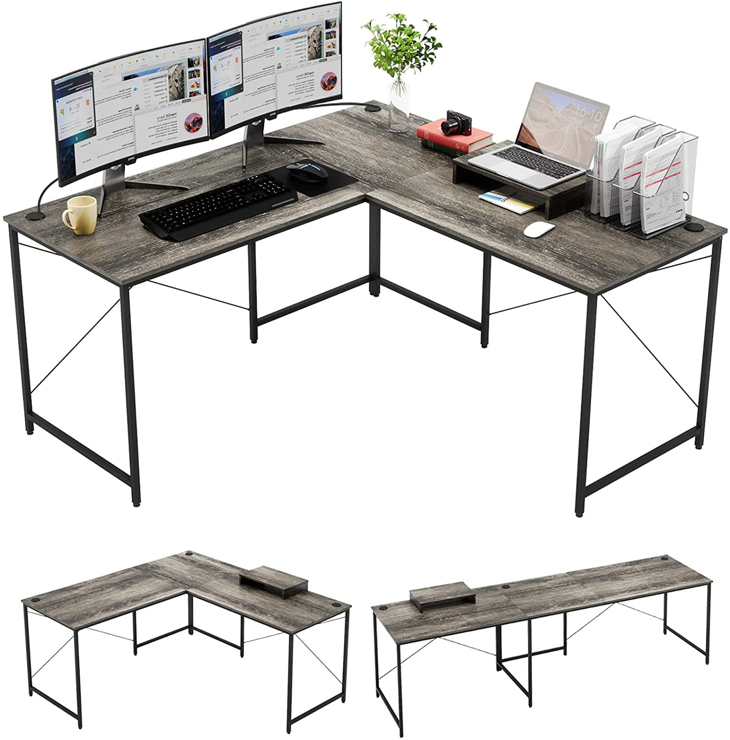 Large Corner Computer Desk for Home Office & Gamers L-Shaped Furniture 