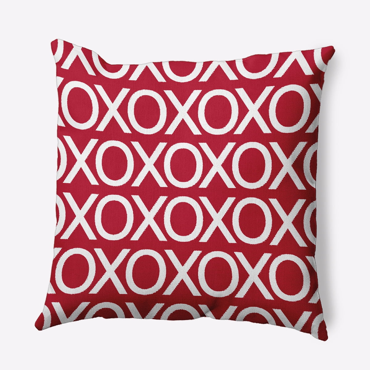Simply Daisy 16" x 16" Hugs and Kisses Polyester Indoor/Outdoor Pillow, Red (1 count)