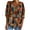 Brown summer tops for women, variant on USSUMA Geometric Rhombus Print Womens Blouses and Tops Dressy 3/4 Sleeve Plus Female Tops Casual Western Ethnic Style Vintage T-Shirts Shirt for Women Trendy V Neck Tunic Plus Size