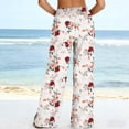 thumbnail image 5 of MYAOYI Women's Summer Beach Resort Rose Floral Print Wide Leg Pants, Elastic High Waist Loose Flowy Palazzo Trousers for Travel Holiday, 5 of 7