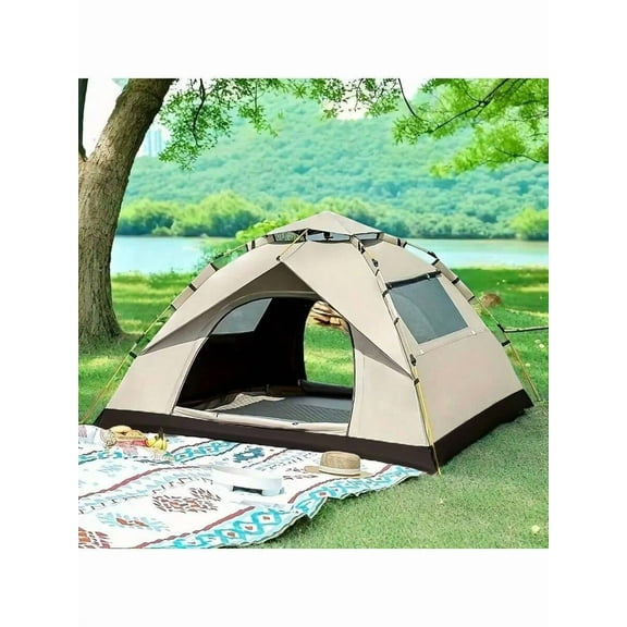 78x78x59 Inch 4-Person Automatic Pop-Up Tent - 2 Doors & 2 Windows, Oxford Fabric, Fiberglass Frame, Mosquito-Proof | For Camping/Fishing/Hiking, 2 Colors