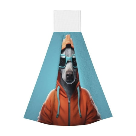 

Coaee Cool Dog In Hoodie for Fast Absorbent Hanging Towels with Velcro for Kitchen Bathroom Laundryroom
