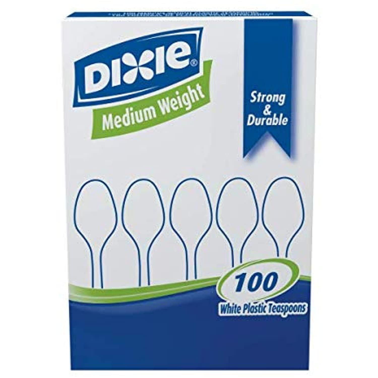 Dixie Tm207 Plastic Teaspoons, Medium Weight, 100/Bx, White