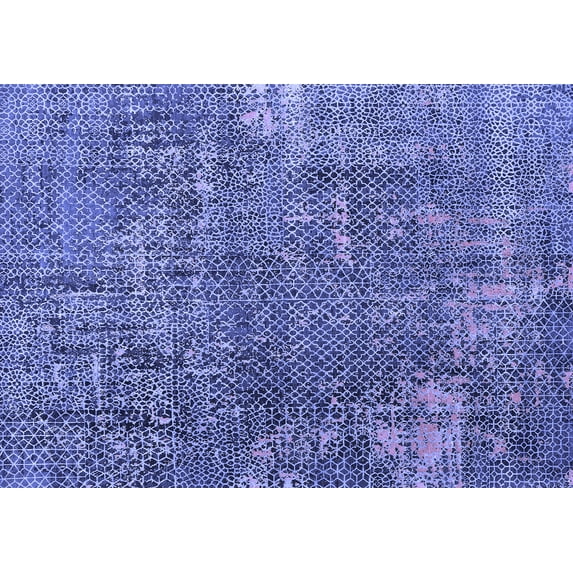 Ahgly Company Machine Washable Indoor Rectangle Oriental Blue Industrial Area Rugs, 3' x 5'