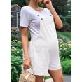 thumbnail image 5 of Women'S Summer Casual Bib Short Overalls Loose Linen Jumpsuit Beach Outfits Travel Vacation Clothes White L, 5 of 7