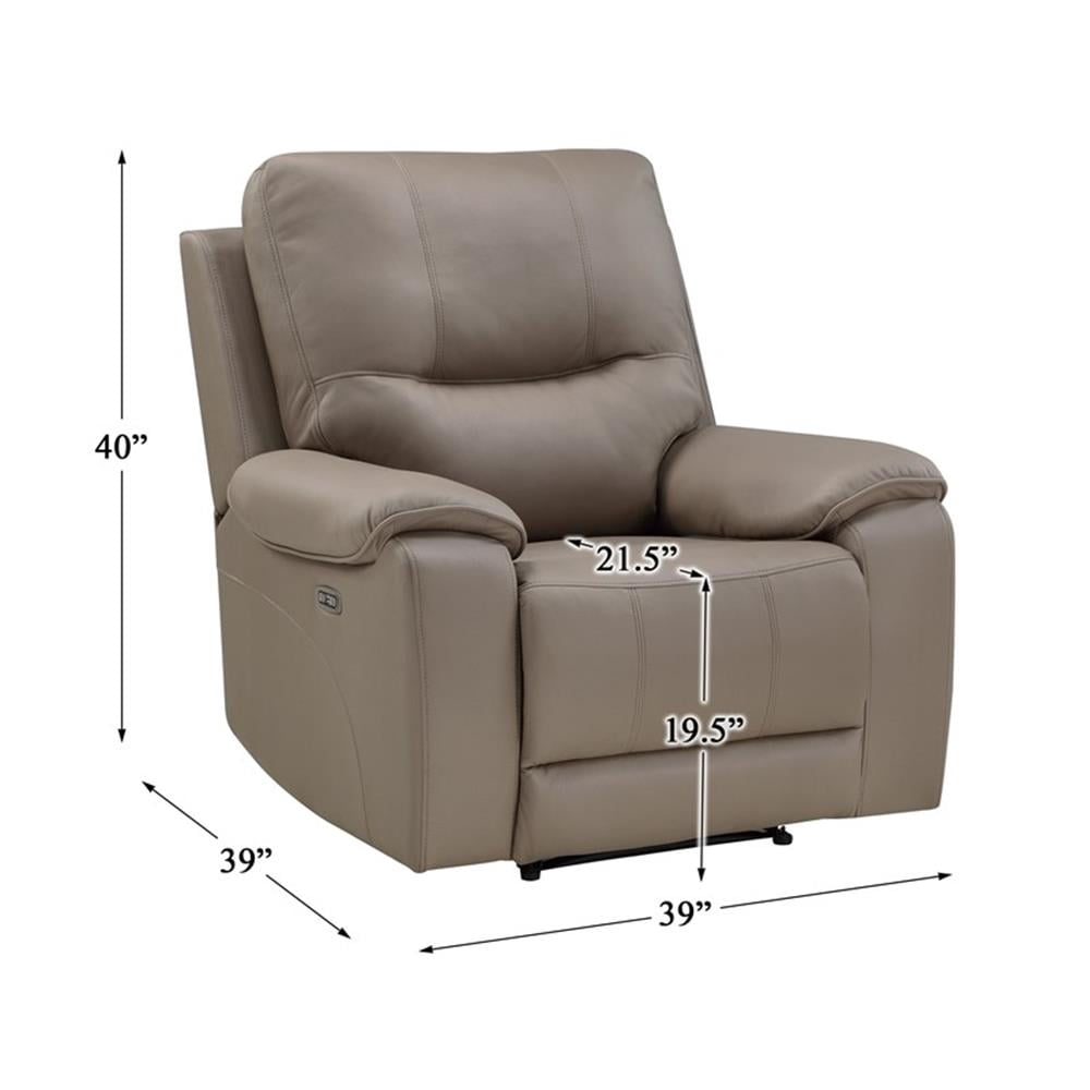 Pemberly Row 39" Polished Microfiber Power Reclining Chair in Brown