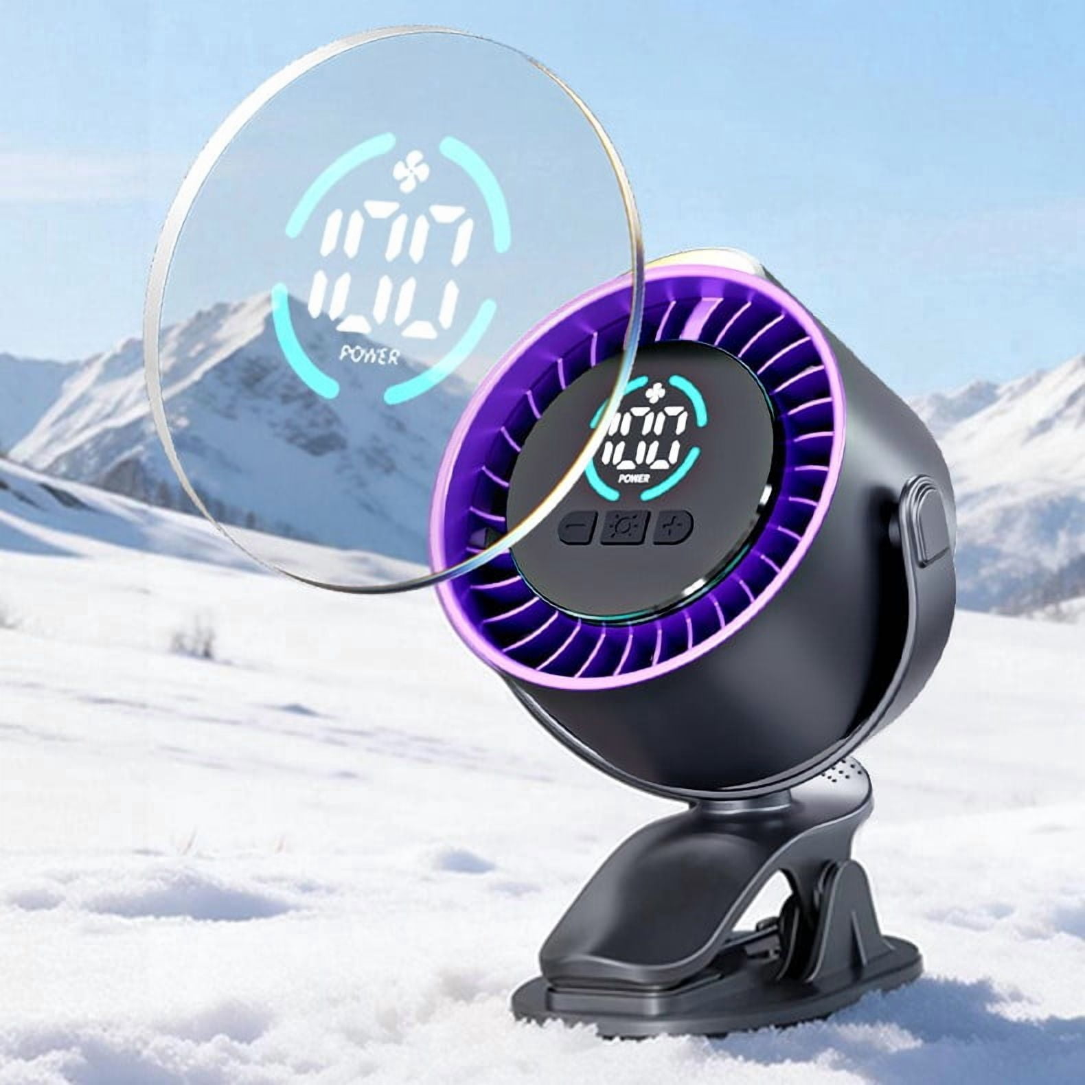 Clip On Rechargeable Fan with LED Night Light – 100-Speed Stepless Adjustment, 720° Rotation, 12H Battery, Silent Brushless Motor for Stroller Desk Outdoor, 4 x 4 x 5.5 Inches