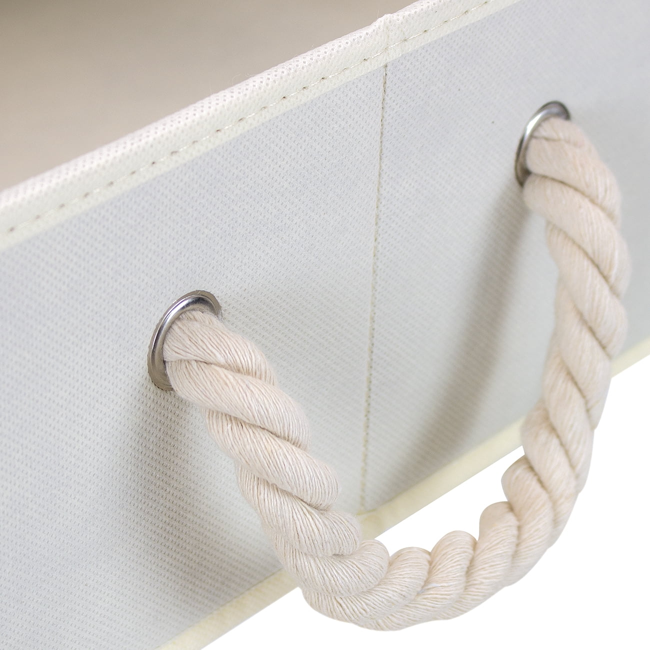 Sorbus Trapezoid Storage Bin Box Basket Set Foldable with Cotton Rope Carry Handles ? Great for Closet,Clothes, Linens, Toys, Nursery - Non-woven Fabric - (3 Pack, Beige)