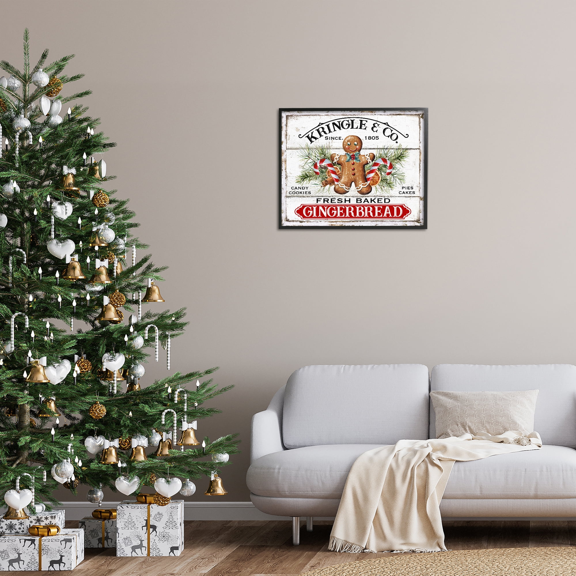 Stupell Industries Fresh Gingerbread Cookies Holiday Painting Black Framed Art Prints Wall Art, 30 x 24