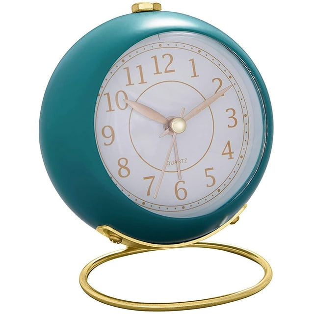 Petites Horloges de Table, Réveil de Table Classique Sans Tic-Tac avec Rétroéclairage, Horloge de Bureau à Piles avec Verre HD pour Salon Chambre Chevet Décoration Intérieure Bleu Bleu Lac