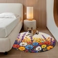 thumbnail image 2 of Spring Floral Round Area&nbsp;Rug 5ft Vintage Lavender Oil Painting Flower Non-Slip&nbsp;Washable Circle Rugs Soft Felt Indoor Floor Mat for Bedroom Kitchen Living Room Bathroom, 2 of 9