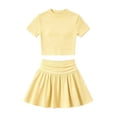 thumbnail image 3 of Tfken Outfit Sets For Girls Short Sleeve Tops With Pleated Skirts Set Lightweight Summer Toddler Classic Clothes Size 10-11 Years Yellow, 3 of 9