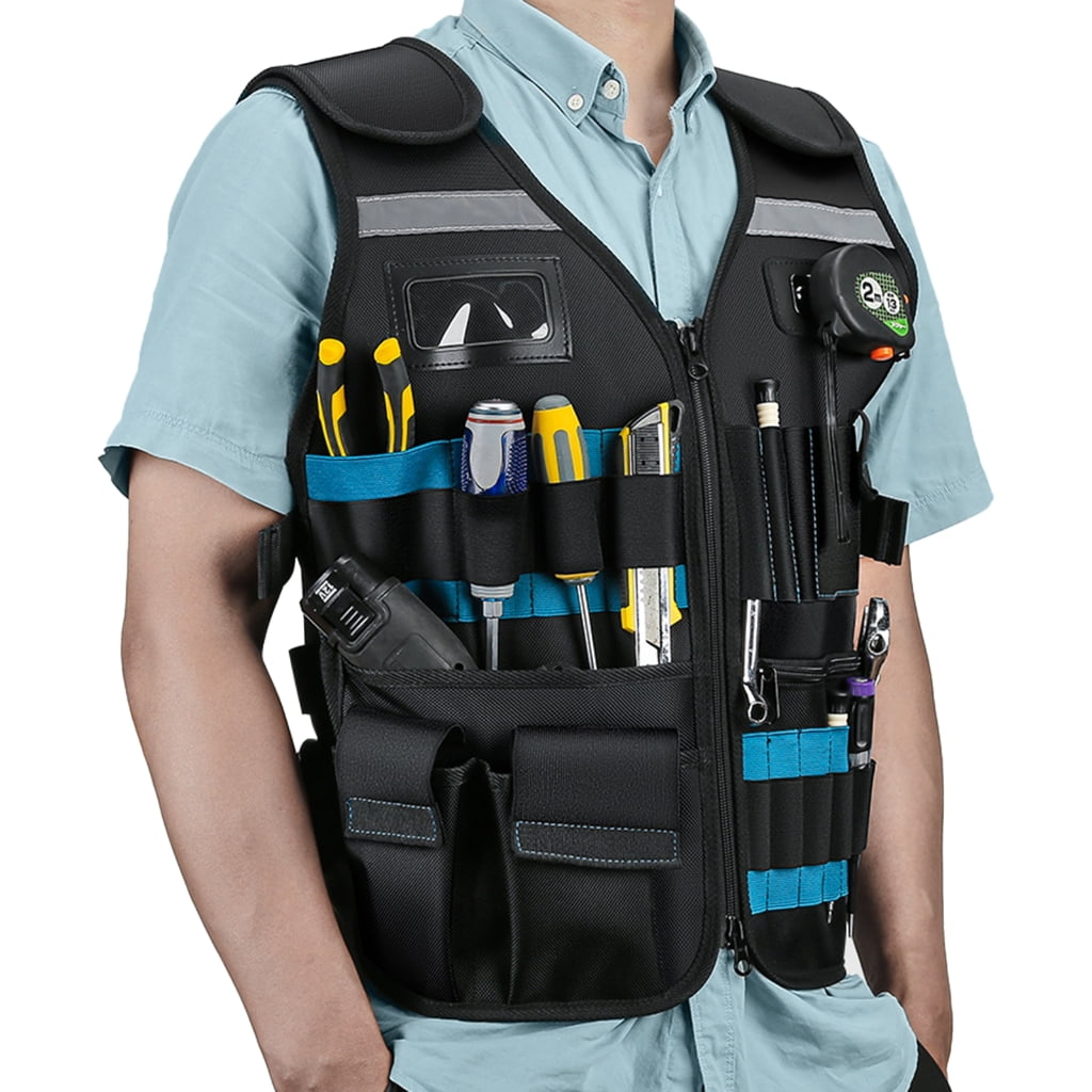 JZROCKER High Visibility Tool Vest with Adjustable Size, Comfortable Workwear Breathable Oxford Fabric for Maintenance Personnel