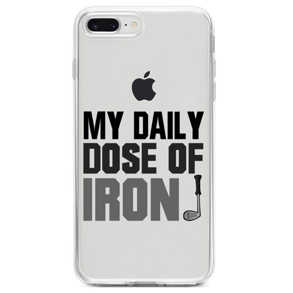 DistinctInk Clear Shockproof Hybrid Case for iPhone 7 PLUS / 8 PLUS (5.5" Screen) TPU Bumper Acrylic Back Tempered Glass Screen Protector - My Daily Dose of Iron Golf