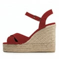 thumbnail image 2 of FSJ Women Peep Round Toe Espadrille Wedge High Heels Cross Strap Buckled Platform Sandals Summer Date Casual Dress Shoes Size 13 Red, 2 of 5