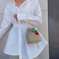 thumbnail image 3 of Woven Drawstring Crossbody Bucket Bag Female Pure Braided Messenger Purse Bag, 3 of 6