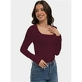 thumbnail image 5 of Womens Square Neck T Shirts Long Sleeve Tops Fitted Tees, 5 of 6