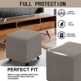 thumbnail image 3 of Housse d'Ottoman Carrée Pliable Rangement Housses d'Ottoman Jacquard Extensible Cube Repose-Pieds Protège-Tabouret avec Bande Élastique (Grand, Taupe), 3 of 7