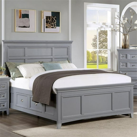 Furniture of America Ender Transitional Wood 2-Drawer Full Bed in Gray