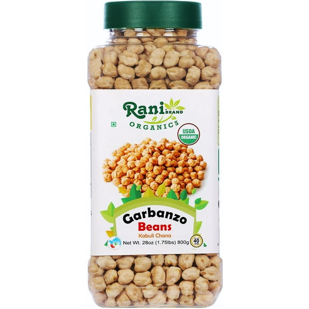 Rani Organic Garbanzo Beans (Kabuli Chana) 28oz (800g) PET Jar All Natural Vegan Gluten
