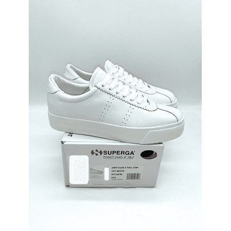 Superga Unisex 2854 Club 3 Full Comfort Leather Sneaker- Tot White, WOMEN US 6.5