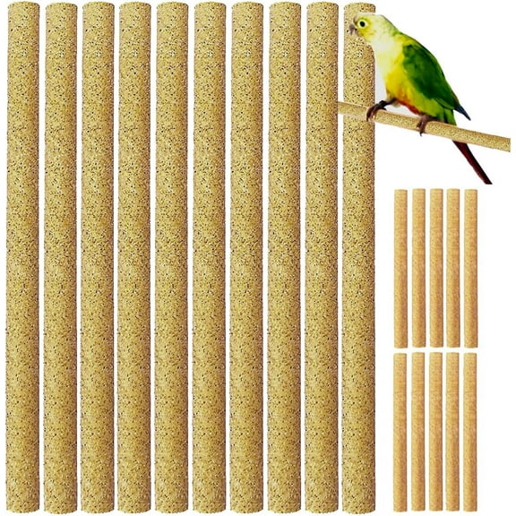 40 Pcs Yellow 7.5x0.43 Inch Sand Perch Covers, Bird Cage Accessories for Parakeets Lovebirds Canaries