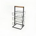thumbnail image 1 of Black Metal With Wood Handle 6 Bottle Wine Rack, 1 of 1