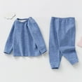 thumbnail image 2 of Gpaecead Thermal Underwear For Kids Girls Boys Long Sleeve Toddler Baby Sleepwear Home Clothes Two-Piece Set Blue, 2 of 4