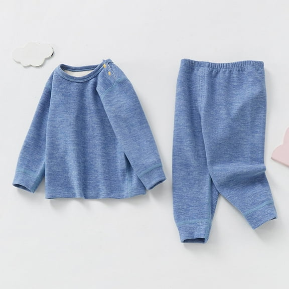 Riecok Outfits Clothes Girls Round Neck Long Sleeve Tops and Leggings Pants Casual Fashion Solid Color 2PCS Fall Winter Outfits Set Blue 3-4Years