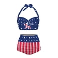 thumbnail image 3 of Yuyamidu Fashion Lace up Bathing Suits for Women American Flag High Waisted Bikini Set, 2 Pcs Adjustable Strap Swim Suits Size M Summer Backless Swimsuit for Surfing Swimming, 3 of 6