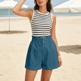 thumbnail image 6 of Sokhug Casual Shorts for Women High Waisted Ruffle Summer Elastic Waist Double Button Cuffed Hem with Side Pockets Daily Shorts, 6 of 8