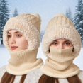 thumbnail image 2 of UJNDER Winter Warm Lined Scarf Hat Set for Cold Weather Thermal Face Windproof Outdoor Activities Beige_#3 One Size, 2 of 5