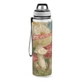 thumbnail image 2 of 32oz Transparent Sports Water Bottle with Straw for Kids Adults Outdoor School Gym Fitness Red Mushrooms with Flowers, 2 of 7