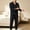 Black-A, variant on Mens Pajama Set Cotton Blend Soft Breathable Sleepwear Long Sleeve Button Down Lounge Set with Pockets Blue-B