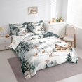 thumbnail image 3 of Manfei Gingerbread House Reindeer Bedding Comforter Set, Green Pine Tree King Bedding Sets, White Winter Snow Bed Sheets for Children, Lightweight Room Decor Reversible 7 Pieces, 3 of 8