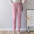 thumbnail image 2 of iOPQO womens fall fashion 2022 Women Winter Corduroy Solid Color High Waist Keep Warm Long Pants Thermal Underwear Bottoms Pink 3XL, 2 of 9