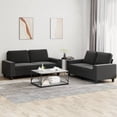 thumbnail image 1 of vidaXL 2 Piece Sofa Set Black Fabric Indoor, 1 of 5