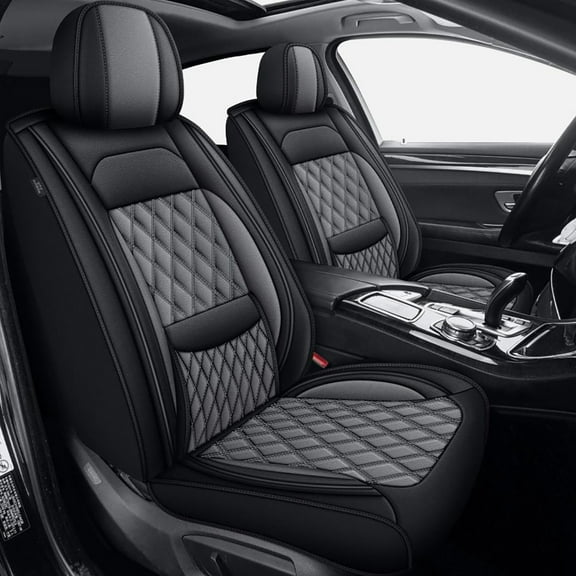 Car Seat Covers Full Set for Car Seat Covers Custom Fit for Toyota Camry 2002-2025 2 Rows 5-Seat Set Faux Leather Seat Covers Waterproof Car Seat Protector (5-Seat Set, Black&Gray)