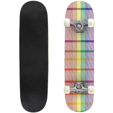 Rainbow Glen Plaid textured seamless pattern suitable for fashion Outdoor Skateboard Longboards 31"x8" Pro Complete Skate Board Cruiser